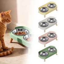 Elevated Cat Food and Water Bowls 2-in-1, Slow Feeder Stand with Removable Stainless Steel Dishes, Non-Slip, Suitable for Small Medium Large Cats (D)