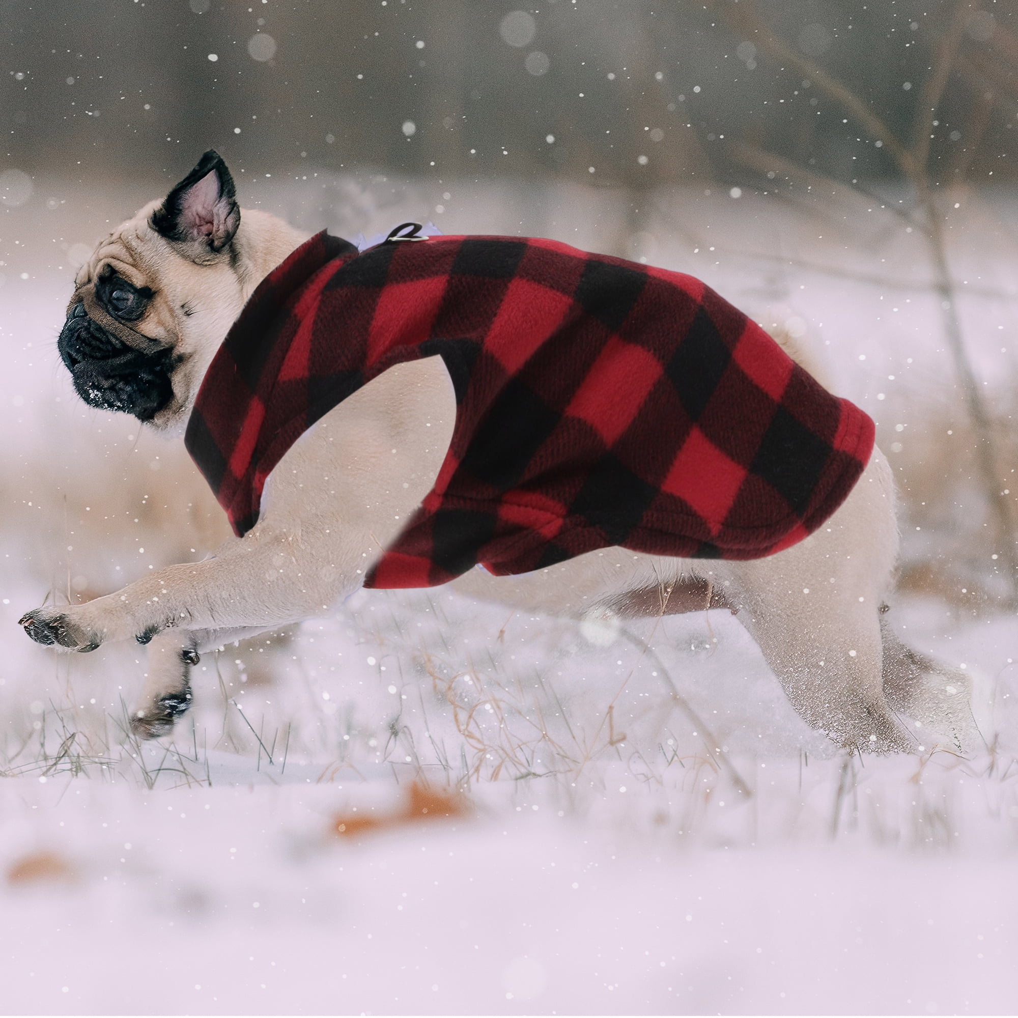 Unique Bargains Small Dog Cat Jumpers Plaid Polar Fleece Clothes Red Black L