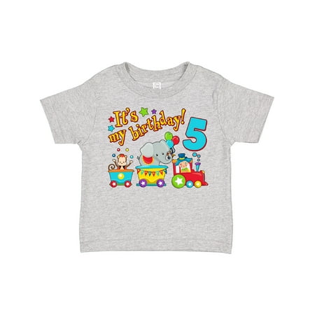 

Inktastic Its My Birthday- Circus Train 5th Birthday Gift Toddler Boy or Toddler Girl T-Shirt