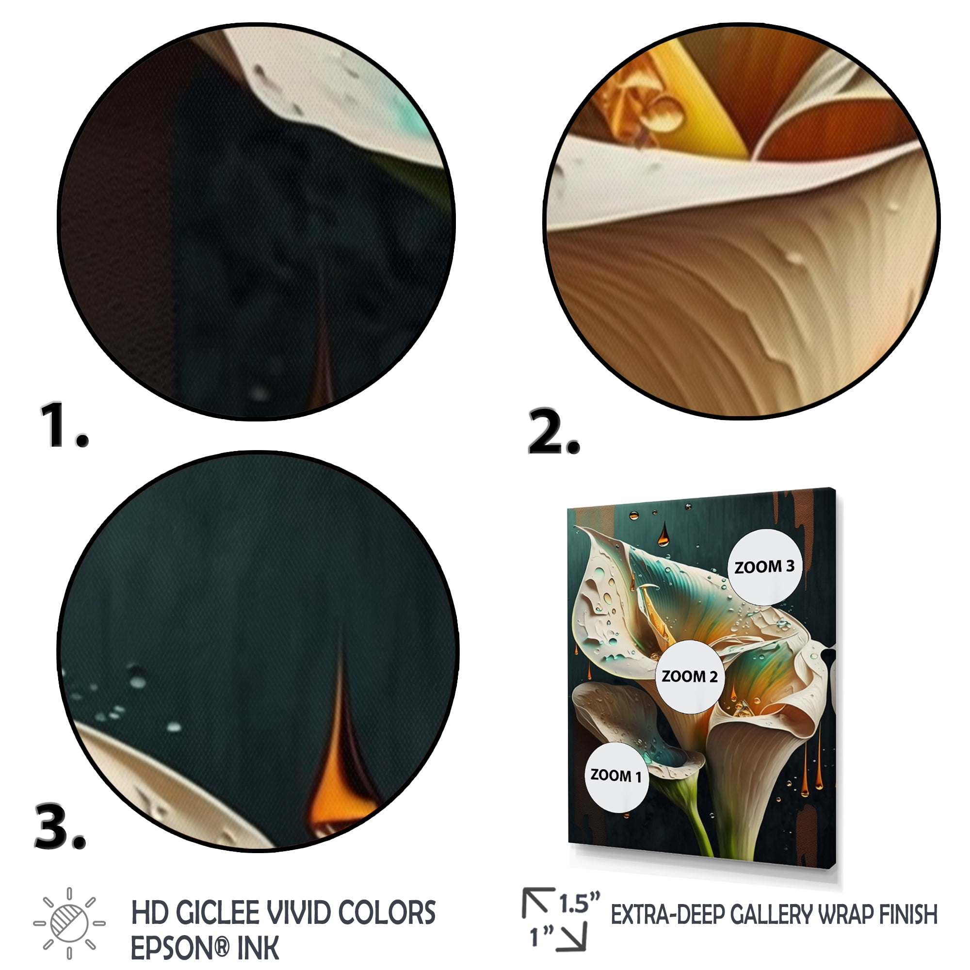Designart Gren And White Calla Lily Flower III Canvas Wall Art