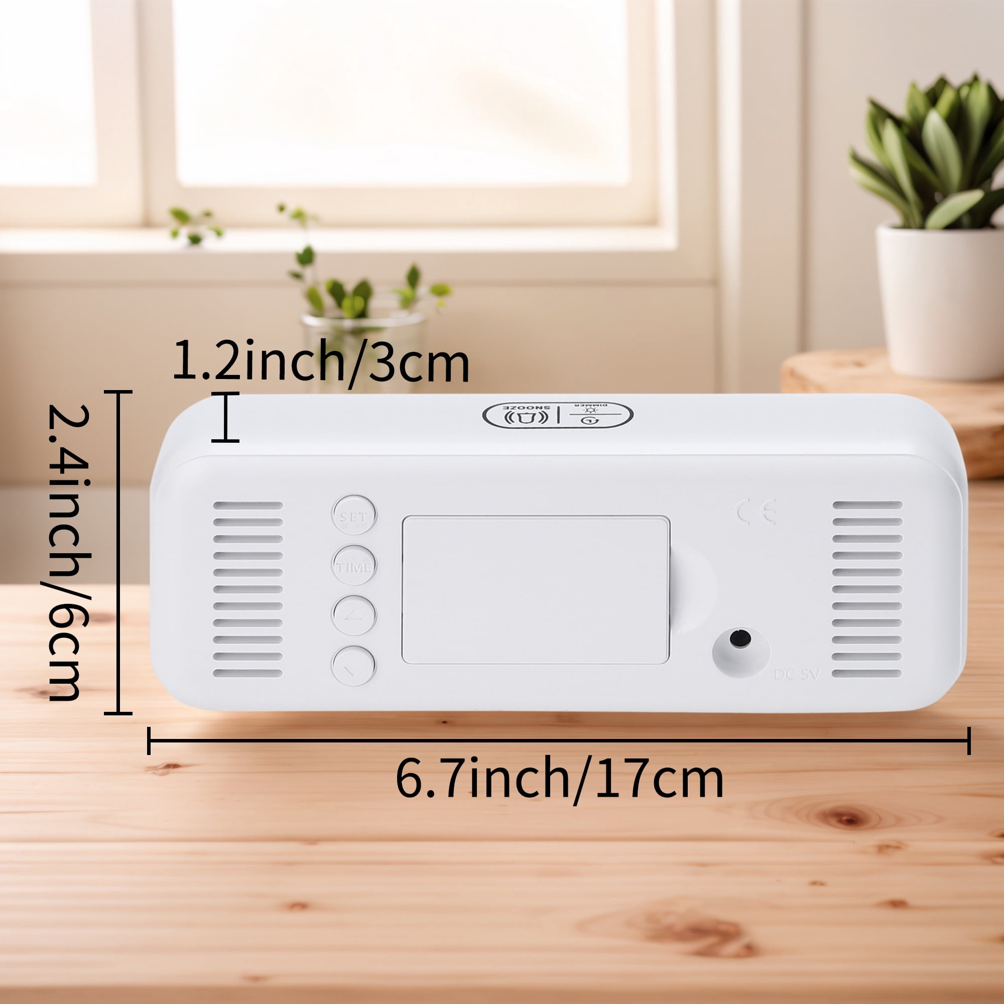 Unique Bargains Small Dual Alarm Clock for Bedrooma White Blue