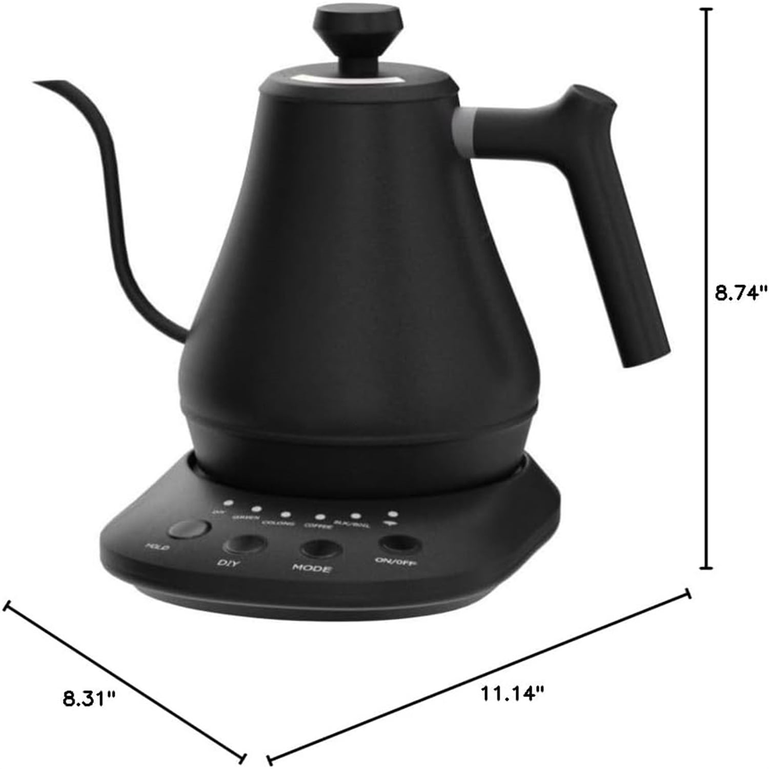 Smart Electric Kettle, WiFi Variable Temperature Gooseneck Pour Over Kettle and Tea Kettle, Alexa Control, 1200W Quick Heating, 100% Stainless Steel, 0.8L, Matte Black