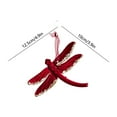 thumbnail image 3 of chaungfeng Christmas Wine Red Flocking Pendant, Glitter Elks Dragonflys Wreath Decoration, Christmas Tree Ornaments for Xmas Party Outdoor Indoor Decor Home Wall Windows, 3 of 6