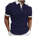 thumbnail image 2 of SEAOPEN Men's Short Sleeve Shirts Lightweight Button T-Shirts Basic Casual Shirts Today Navy,L, 2 of 6