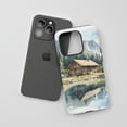 thumbnail image 3 of Cabin Landscape for All iPhone Series Tough Phone Case Watercolor Nature, 3 of 7