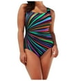 thumbnail image 1 of Maillot de Bain Bikini Grande Taille Mode Conservatrice à Rayures Dégradées pour Femmes, 1 of 3