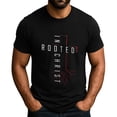 thumbnail image 2 of Men's Crew Neck Short-Sleeve T-Shirt With Red Root & Letter Design Casual Daily Wear Durable Comfortable Fabric All-Season Basic Tops,Black,M, 2 of 4