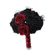 thumbnail image 3 of Flores artificiales de rosas con hojas negras, púas florales, regalo coleccionable, ramo de flores góticas para el hogar, fiesta temática, decoración Rojo oscuro, 3 of 8