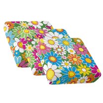 Xoenoiee Hippie Daisy Print 3-Piece Stretch Sofa Cushion Covers, Elastic Jacquard Fabric Sofa Seat Slipcovers for Sectional, Couch, Loveseat, Washable Furniture Protector for Pets Kids