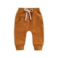 thumbnail image 2 of Musuos Newborn Boys Girls Trousers, 6 12 18 24M 3T Elastic Waist Adjustable Drawstring Plain Leisure Style Loose Fit Long Pants, 2 of 7