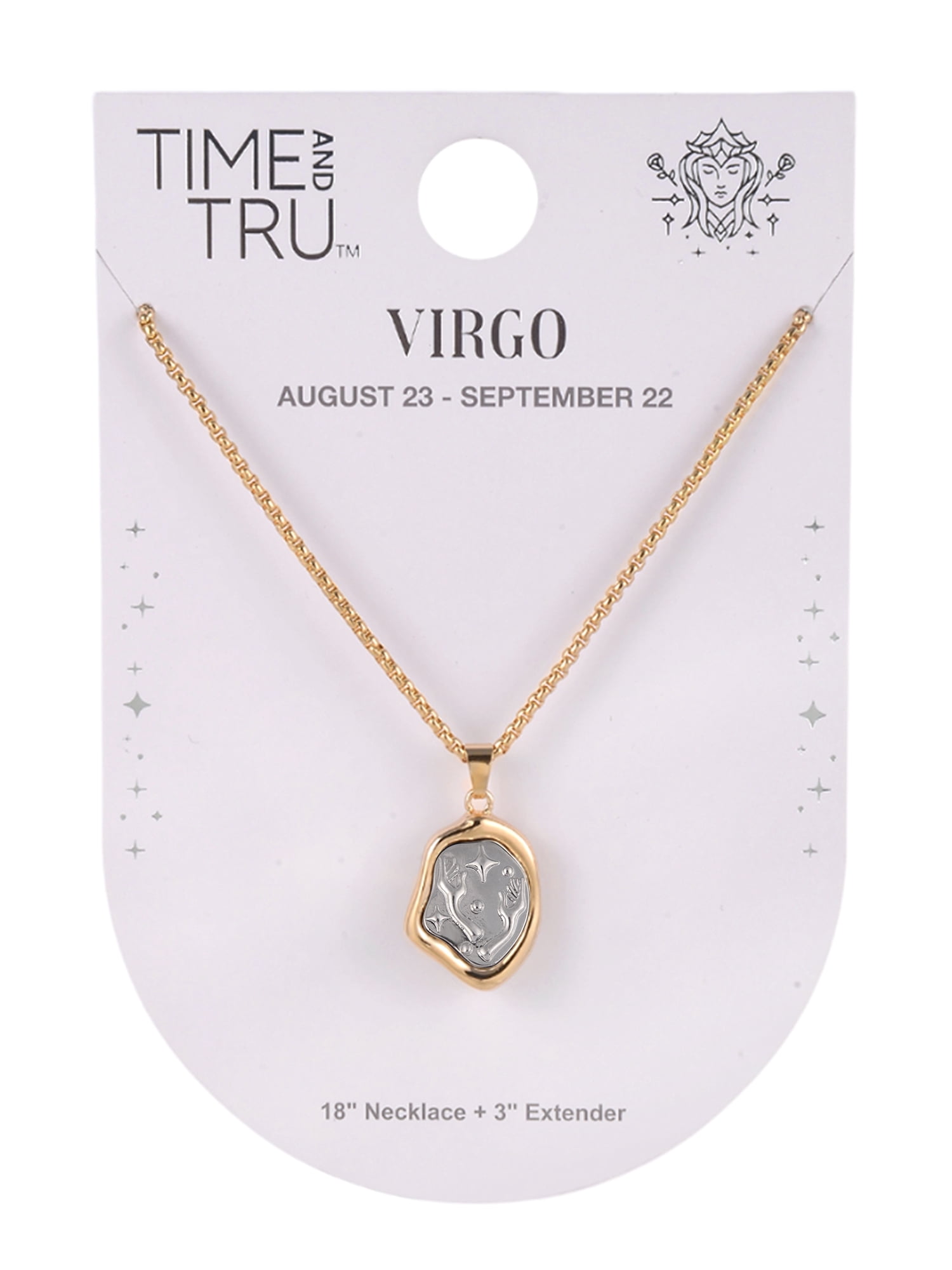 Time and Tru Goldtone Silvertone Reversible Pendant "Virgo" Necklace