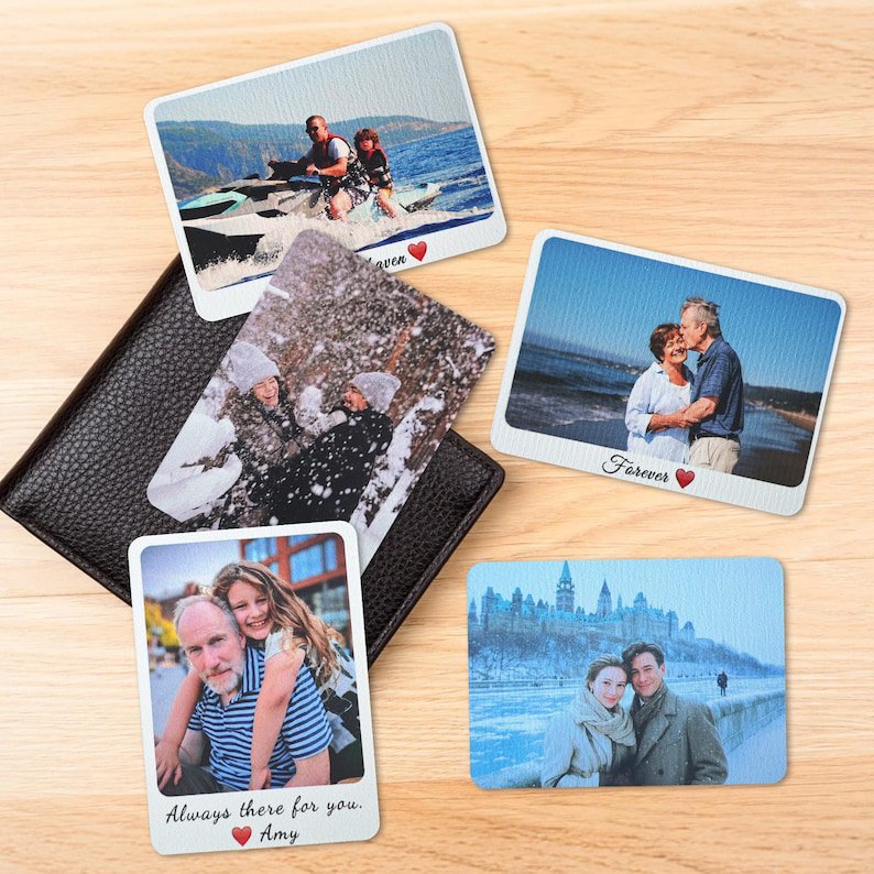 Daisyco Gifts Unique Personalized Photo Metal Wallet Card Custom Aluminum Keepsake For Family Friends Holiday