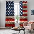thumbnail image 5 of Vintage American Flag Kitchen Curtains 96 Inch Length, Blue Star Red Striped Wooden Grommet Top Bedroom Living Room Curtains, Light Filtering Cafe Curtain Drapes 2 Panels Set 104''x96'', 5 of 9