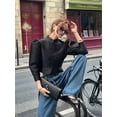 thumbnail image 6 of Women'S Elegant Solid Single Breasted High Street Jacket for Party and Chic Outwear Black L, 6 of 9
