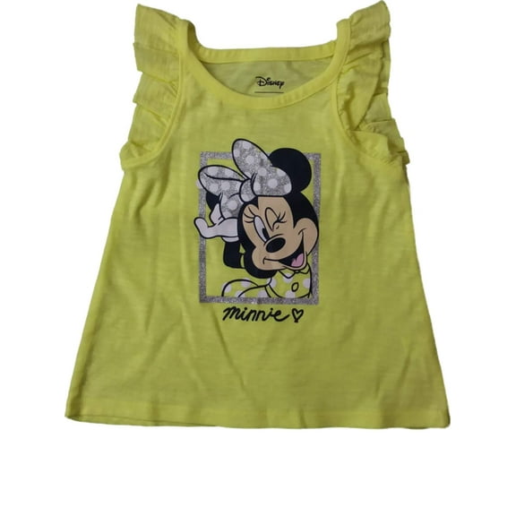 Infant & Toddler Girls Disney Minnie Mouse Yellow Glitter Ruffle Tee Shirt
