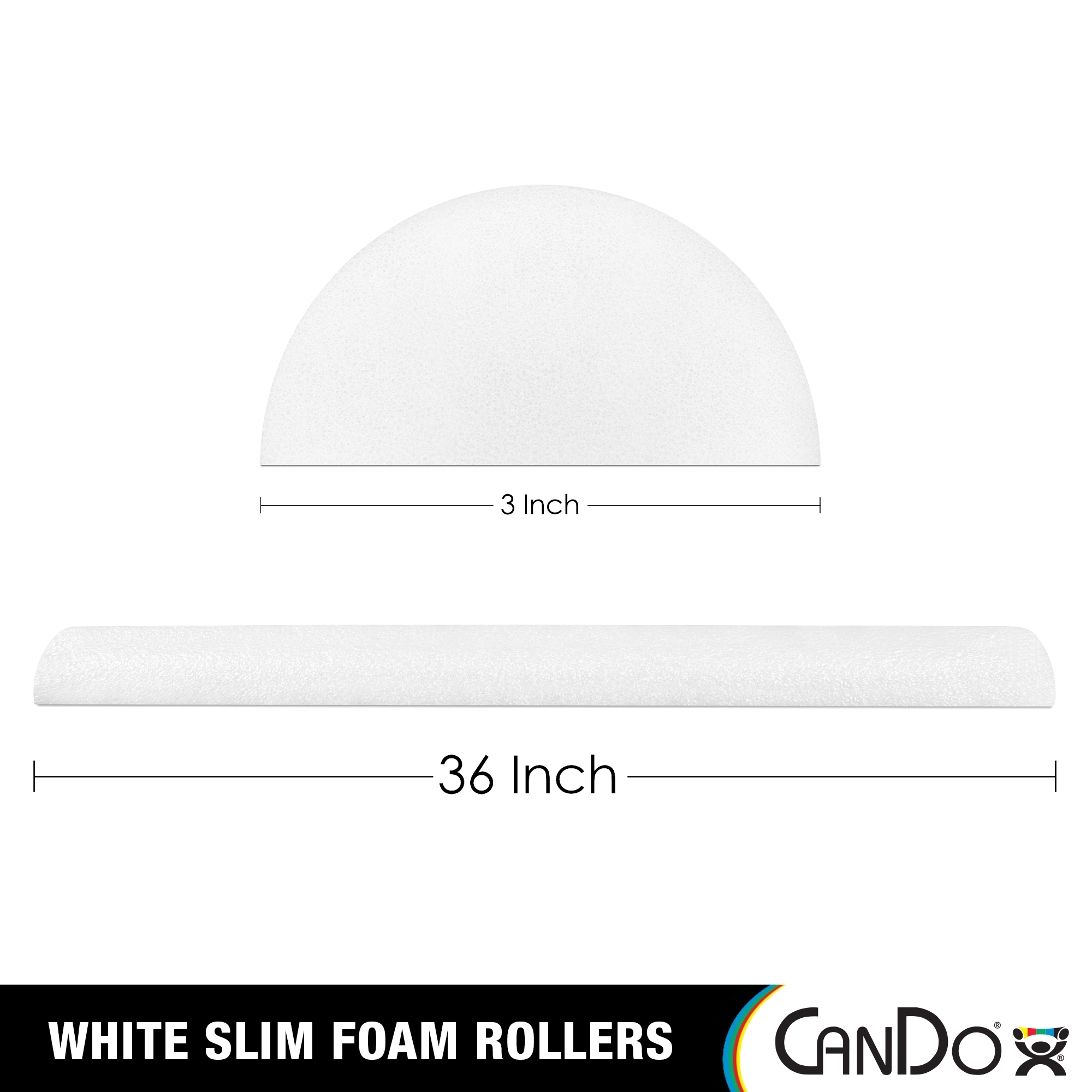 CanDo Slim White PE Foam Rollers for Exercise, Fitness, Muscle Restoration, Massage Therapy, Sport Recovery and Physical Therapy for Home, Clinics, Professional Therapy 3" x 36" Half-Round - image 2 of 6