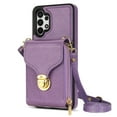 thumbnail image 2 of for Samsung Galaxy A13 4G Case Wallet with Shoulder Strap for Women - Crossbody Lanyard,Zipper Pocket,Credit Card Holder,Shockproof - Metal Buckle Closure Premium PU Leather Case, Purple, 2 of 10