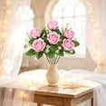 thumbnail image 5 of Fake Flowers Realistic Silkly Rose Bouquet, 7 Stems 12.99 Inch Artificial Faux Flower Arrangement No Fade, Waterproof for Wedding Bridal Bouquets, Photography, Home Centerpieces Decor, 5 of 6