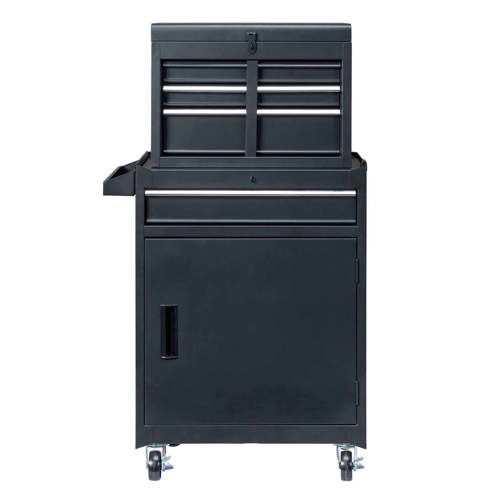 Gzxs 4-Drawer Rolling Tool Chest with Wheels, Tool Chest with Large Storage Cabinet and Adjustable Shelf, Portable Top Box with Locking System Tool Chest for Garage, Warehouse (Black)