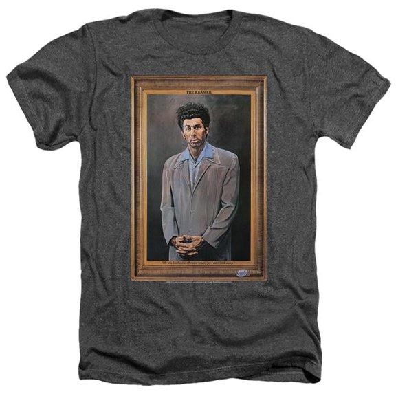Trevco WBT1214-HA-4 Seinfeld & Kramer Portrait-Adult Heather T-Shirt, Charcoal - Extra Large