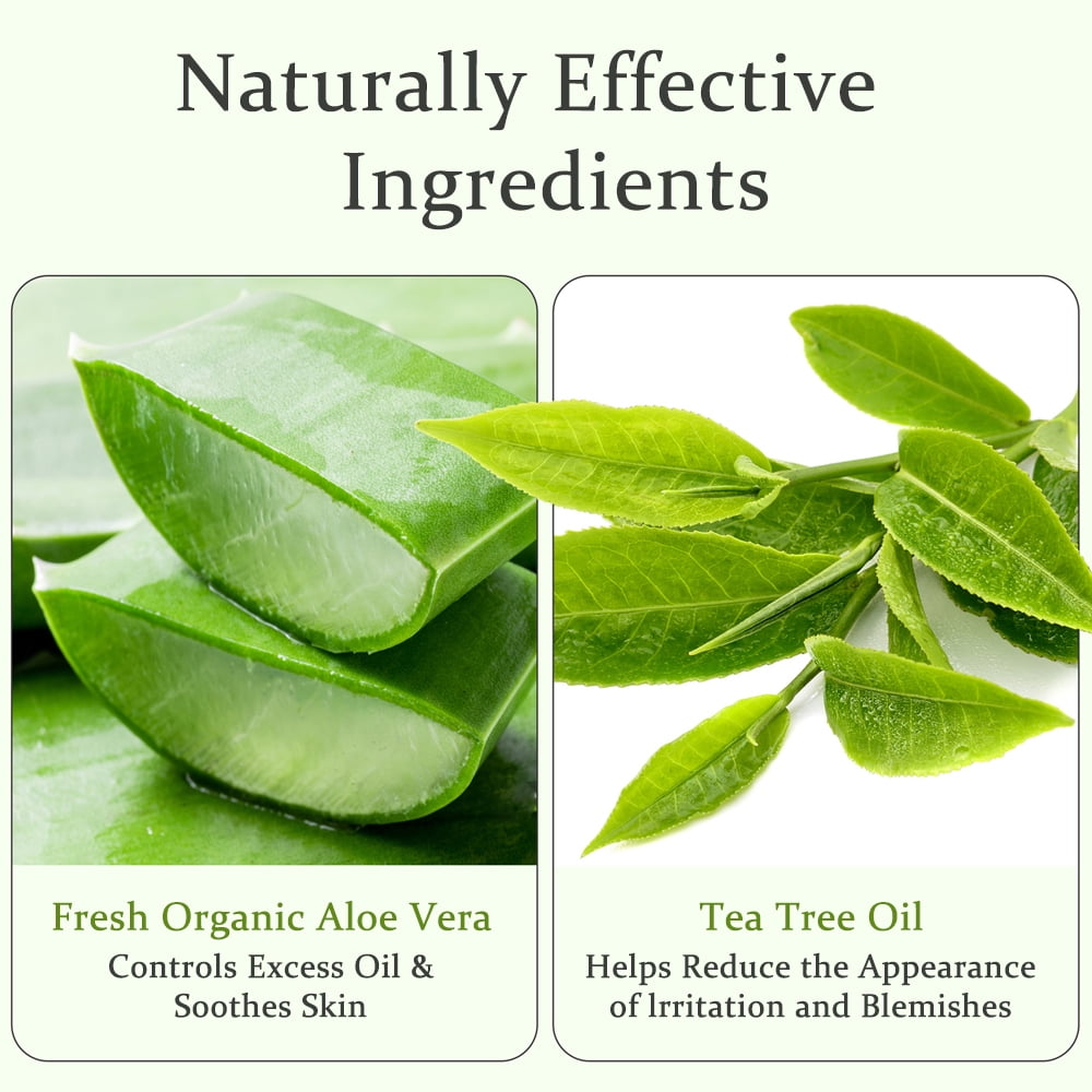 Aloderma 90% Organic Aloe Vera Gel With Tea Tree Oil 3 Btls, Pure Aloe Vera Gel for Face - Natural Aloe Vera Gel for Sunburn Treatment, Acne, Aftershave, After Waxing - Aloe Vera Moisturizer for Face