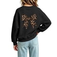 thumbnail image 7 of Fall Hoodless Sweatshirts for Girl Loose Leopard Bow Printed Long Sleeve Crew Neck Solid Color Fashion Casual Pullover Tops Black 01 11-12 Years, 7 of 7