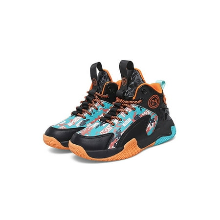 

Avamo Kids Basketball Shoes Sport Sneakers Lace-Up Running Shoe Children Trainers Big Kid Comfortable Durable Black Orange 5.5Y