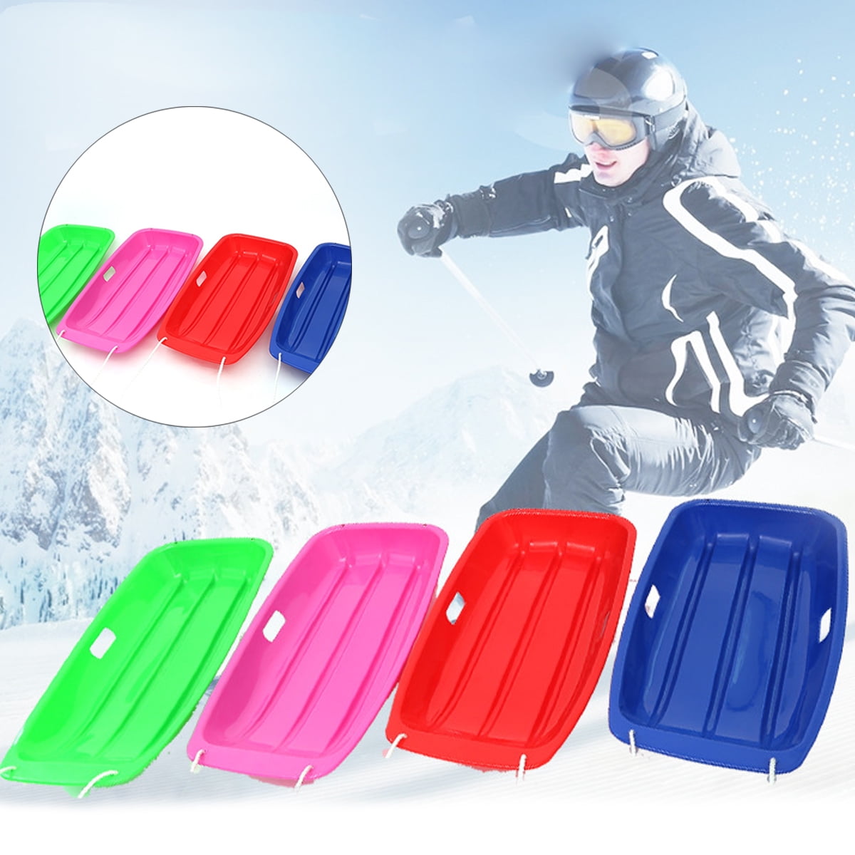 Plastic Snow Sled Boat Board Sledge Skiing Toboggan Outdoor Kid