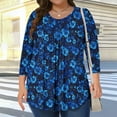 thumbnail image 3 of Plus Size Floral Tunic Tops for Women 3/4 Sleeve Loose Blouse Summer Casual Flowy Shirts Beach Boho Top, 3 of 6