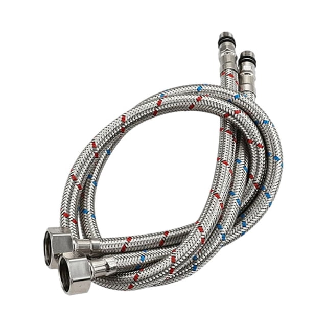 Bearachild Arandelas de tubería de agua flexibles de acero inoxidable Durabilidad Cabezal de ducha Manguera Tubos de extensión Tirando de Juegos de accesorios de baño 60CM/rojo azul/1/2