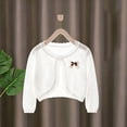 thumbnail image 4 of Afuyipoi Girls Lace Trim 100% Cotton Knit Bolero Cardigan Long Sleeve Top for Kids Size 1-8Y Summer Light Layering White Size 3T, 4 of 7
