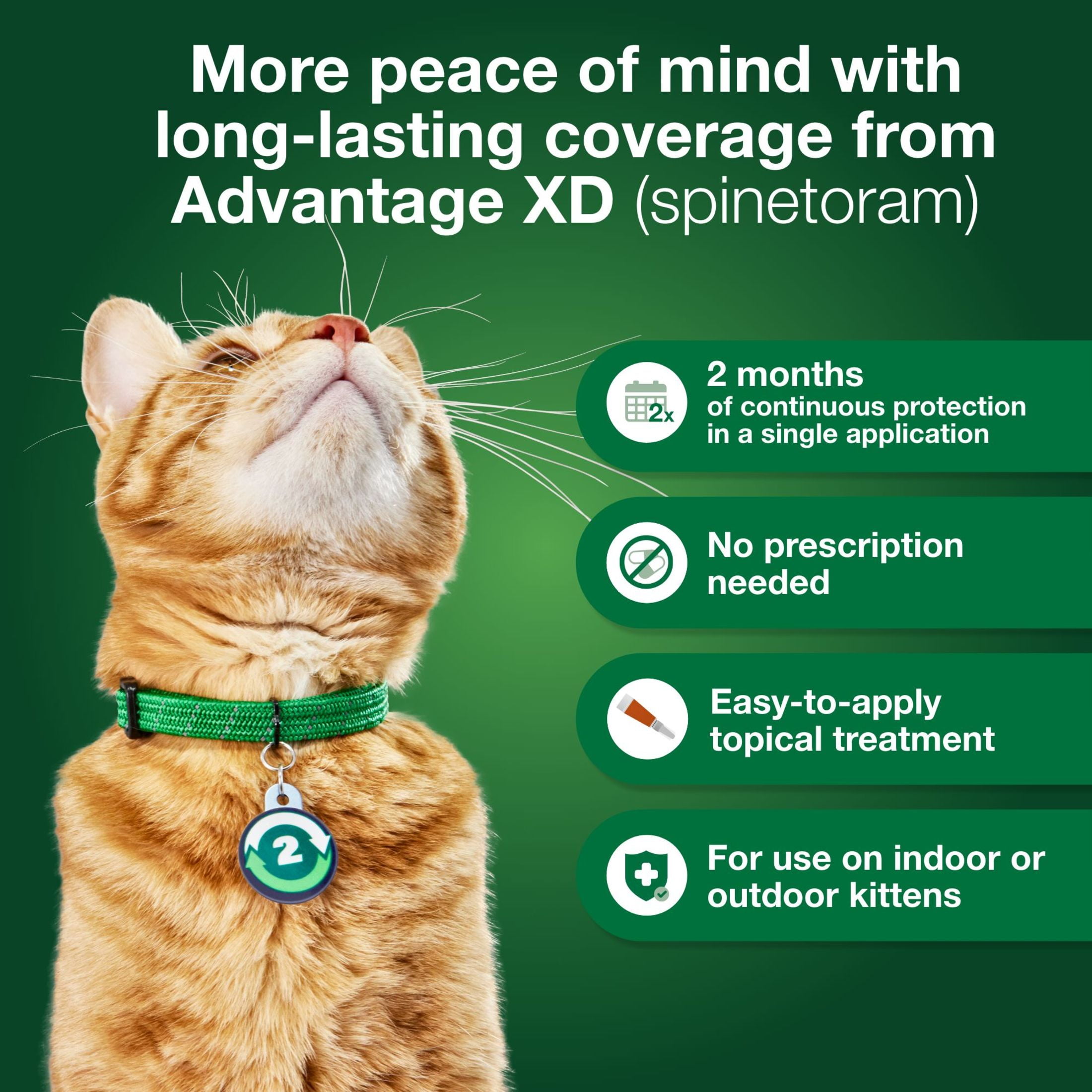 Advantage XD Large Cat 2-Month Flea Prevention For Cats over 9lbs, 1 Dose (2-Months)