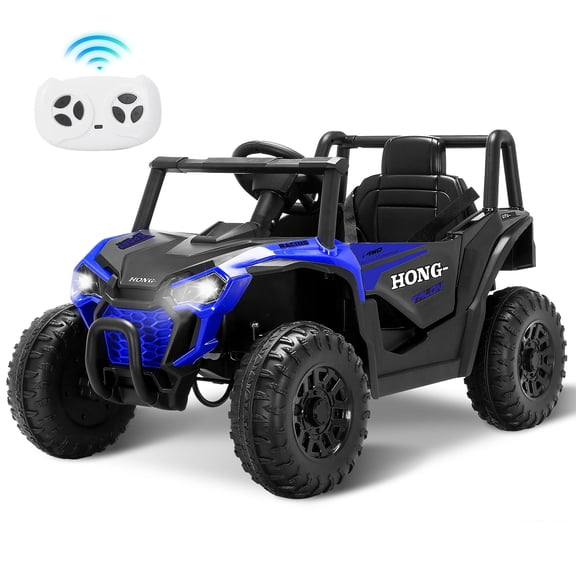 Letsgokid 12V Kids Ride on Car, Electric Off-Road UTV Truck with Remote Control, LED Lights, 3 Speed, Music, Safety Belt, Soft Start, Horn, Battery Powered Ride on Toys for Kids Ages 3-6