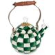thumbnail image 1 of Tetera Whistling MACKENZIE-CHILDS esmaltada en verde y blanco, 1 of 6