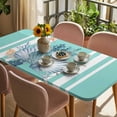thumbnail image 3 of Summer Coastal Table Cloths for 3 Foot Rectangle Tables, Watercolor Shells Coral Starfish Ocean Blue Patio Waterproof Elastic Fitted Tablecloths, Washable Rectangular Table Cover for Camping, 3 of 8