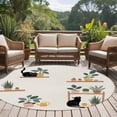 thumbnail image 4 of Japanese Round Area Rug 5Ft Washable Circle Rugs for Living Room Bedroom, Farmhouse Cartoon Cats Green Vegetation Plants Non-Slip Carpet Floor Mats Indoor Outdoor Carpet Runner Aesthetic Home Decor, 4 of 8