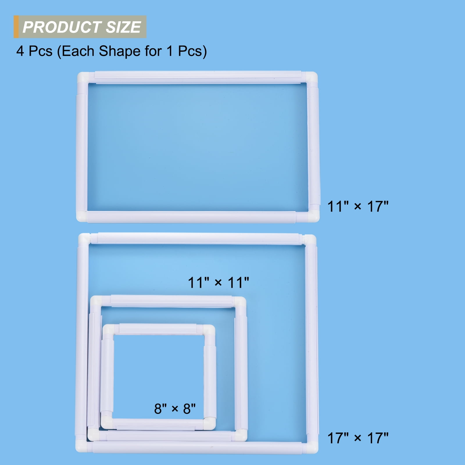Uxcell Square Embroidery Hoop Cross Stitch Hoops Frames Snap Frame DIY Sewing Tools for Quilting Silk Paint 4 Pack