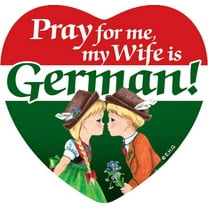 Oktoberfest Haus Multicolor Ceramic "Pray for me, my Wife is German!" Design Magnetic Heart Tile for Home Decor