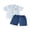 Sky Blue, variant on BemeyourBBs Toddler Baby Boy Daddy's Mini Outfit Summer Clothes Fathers Day Outfits Letter Printed Short Sleeve Button Down Shirts and Denim Shorts Set