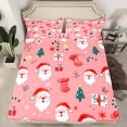 thumbnail image 2 of Manfei Cartoon Santa Claus Twin Sheet Sets,Red Xmas Stocking Twin Fitted Sheet,Happy Christmas Flat Sheet For Teens,Super Cozy Room Decor,3-Piece, 2 of 7