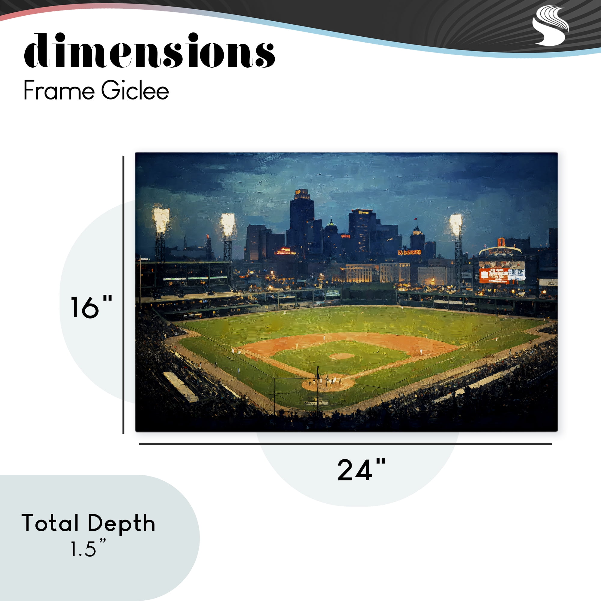 Baseball Stadium at Night Canvas Wall Art, design by Arlington Prints