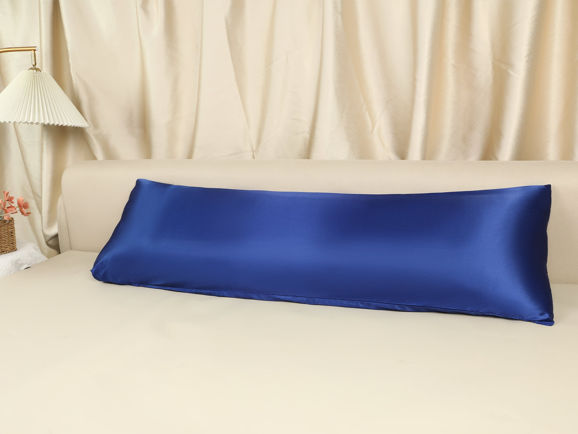 Unique Bargains Satin Pillow Cases Set of 2 Cooling Pillow Covers Navy Blue
