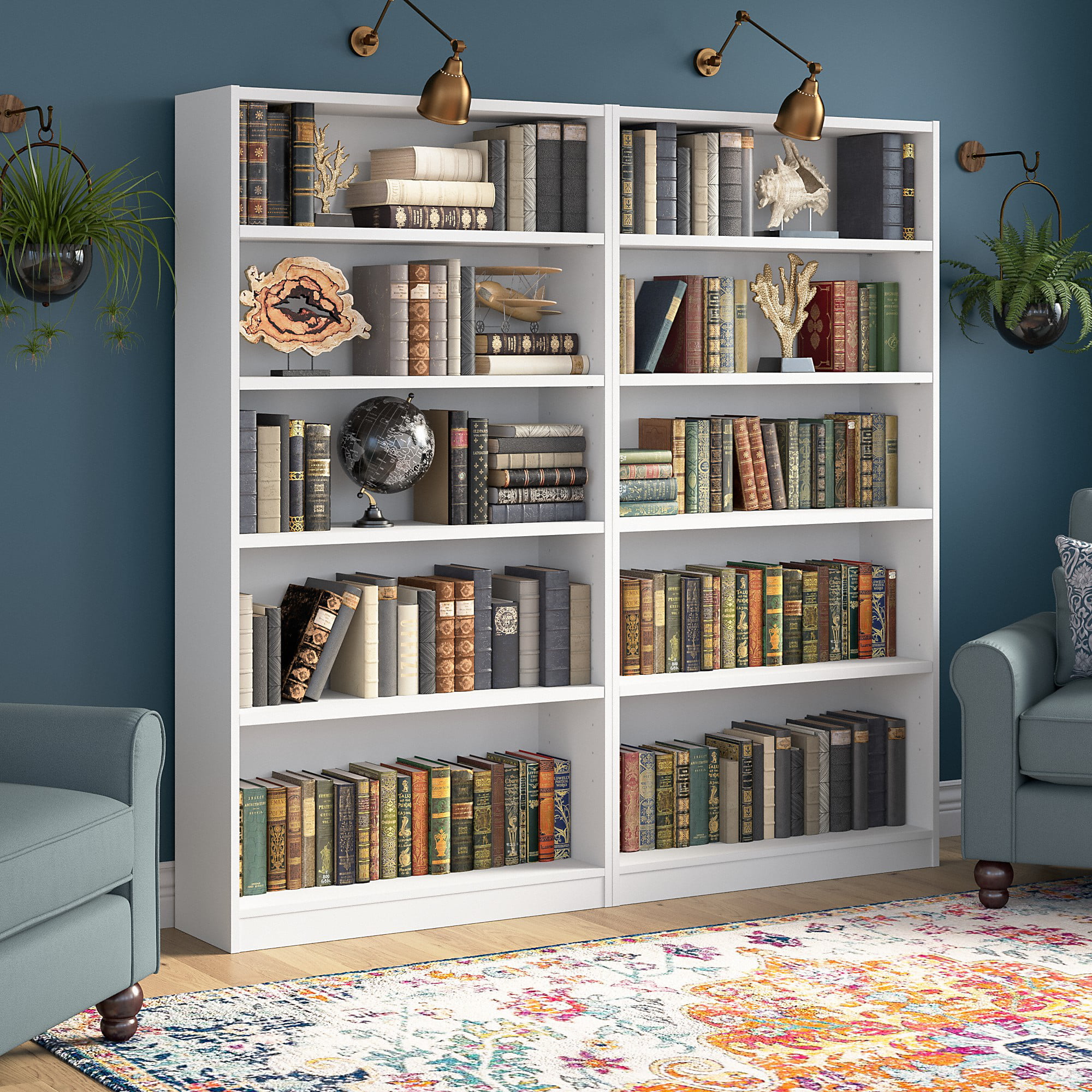 Modern White Open Bookcase Simpleness Floor Bay Window Shelf Creative Bookshelf 