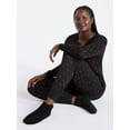 thumbnail image 6 of Joyspun Women's Waffle Knit Henley Sleep Top, Joggers and Socks Pajama Set, 3-Piece, Sizes XS-3X, 6 of 6