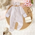 thumbnail image 2 of JUMEYU Newborn Baby Girl Clothes Girl Knit Long Sleeve Romper Round Neckline Cozy Fall Spring Snap Button Romper 0 3 6 9 12 18 Months (Beige,Preemie), 2 of 5