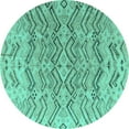 thumbnail image 1 of Ahgly Company Machine Washable Indoor Round Solid Turquoise Blue Modern Area Rugs, 5' Round, 1 of 4