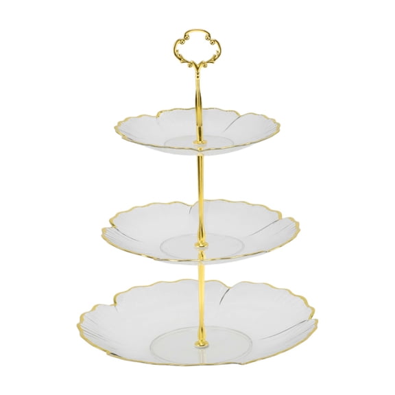 Unique Bargains 3 Tier Dessert Cupcake Stand Holder with Five Petals Design Clear