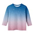 thumbnail image 4 of KAUOD Teen Girls Sequins Shirt 3/7 Sleeve Crew Neck Soft Tshirts Clothes Kids Lightweight Fit Cotton Pullover Tops Outfits, 4 of 5