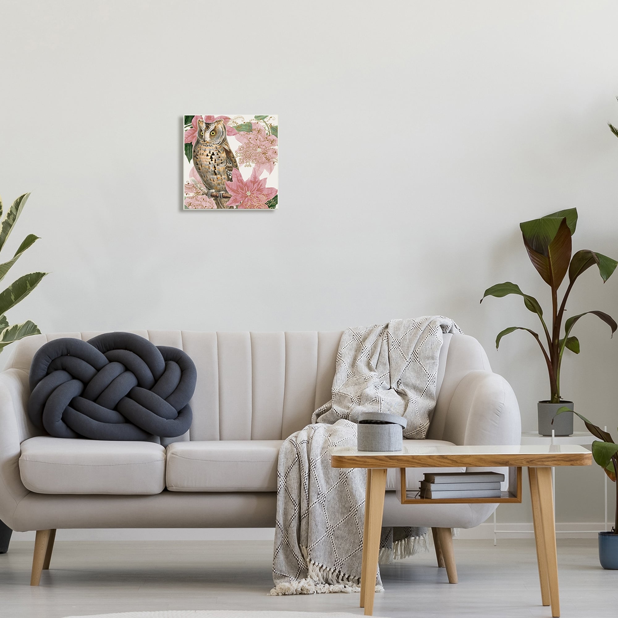 Stupell Industries Elegant Resting Silver Owl Geometric Snowflake Vintage Collage,12 x 12, Design by Daphne Polselli
