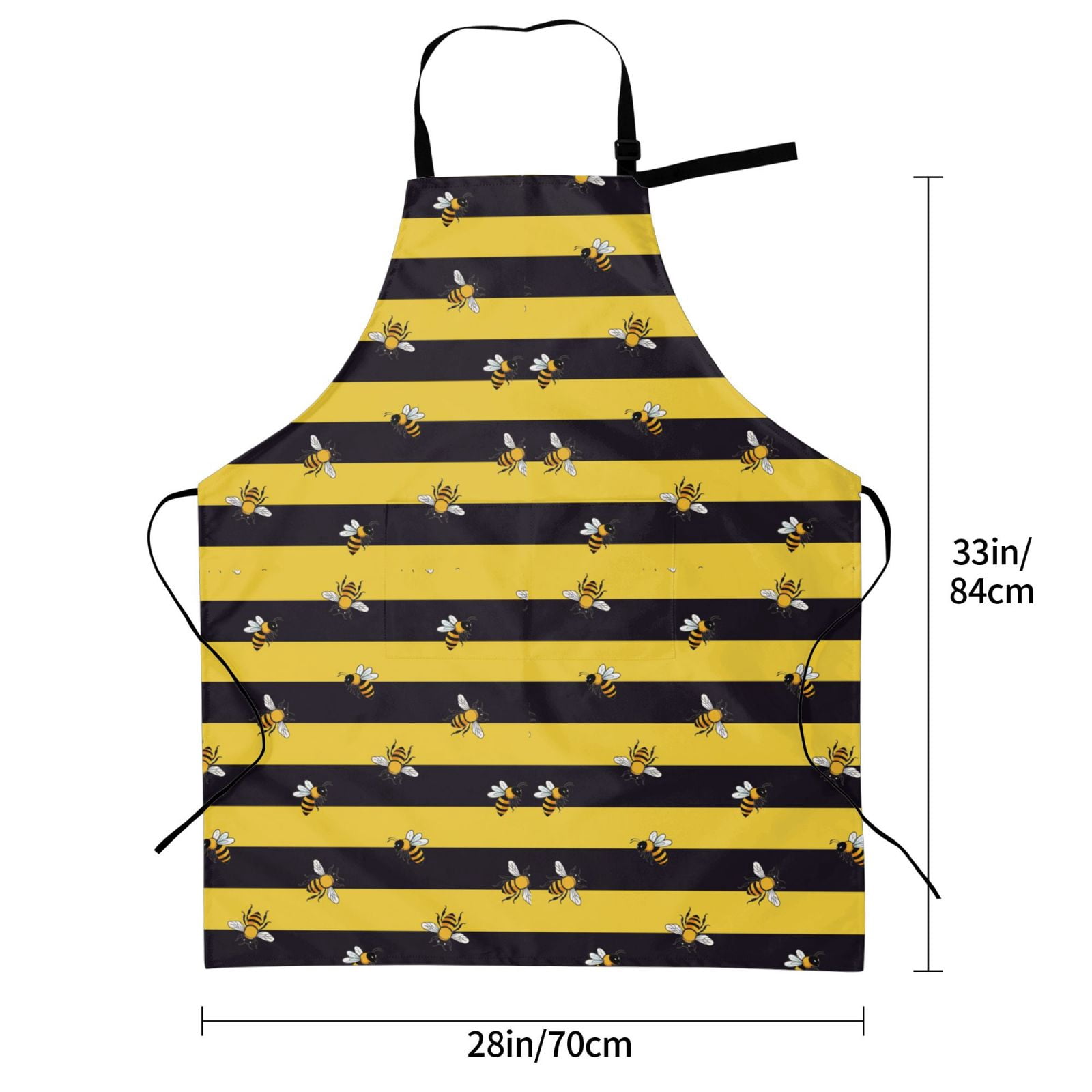 Kdxio Striped With Bees Apron with Pockets Adjustable Kitchen Aprons for Men Women Waterproof Aprons for Cooking,Drawing,Crafting, Baking Household Cleaning